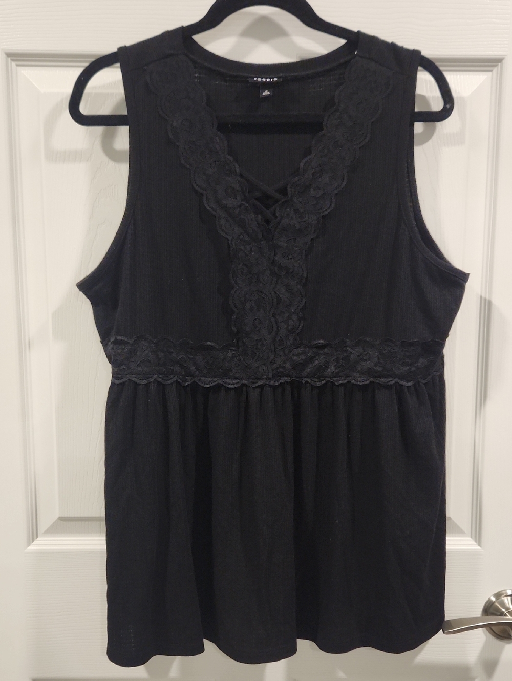 torrid Black Ribbed V Neck Top